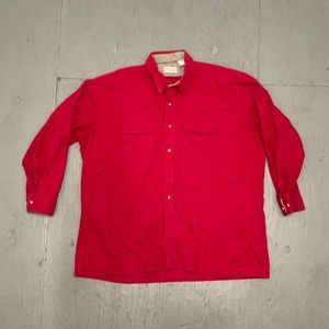 Vintage King Size Flannel Button Down Big & Tall Long Sleeve Red Shirt Camping